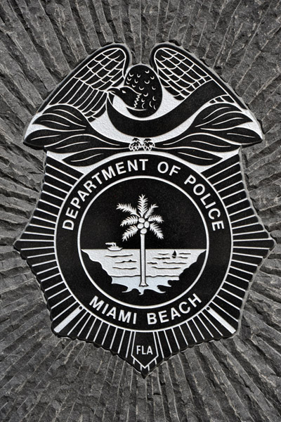 Badge on the Miami Beach Police Officers Memorial