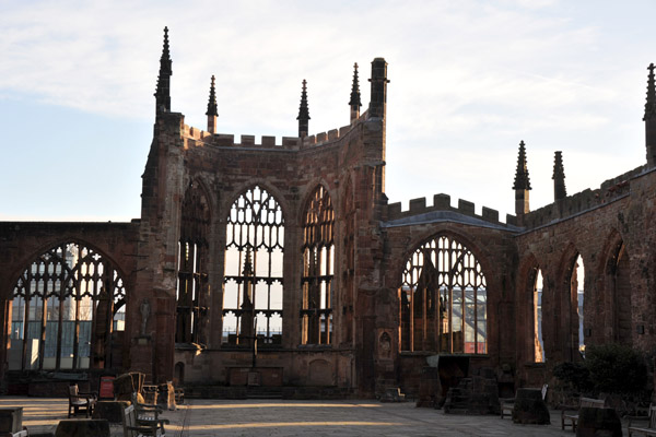 A victim of World War II, Coventry Cathedral was left in ruins