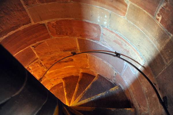 Back down the spiral staircase
