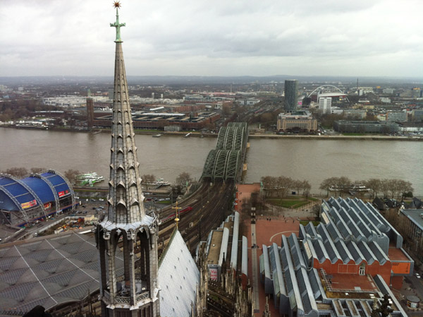 View of the Rhine from the top of Cologne Cathedral