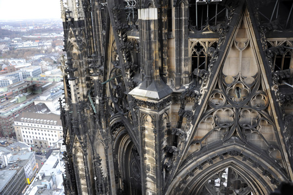 A view of the north tower of Cologne Cathedral from the South Tower