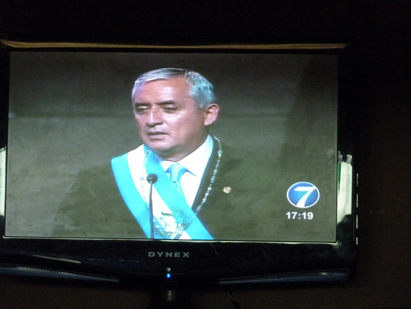 The new president of Guatemala giving his inaugural address