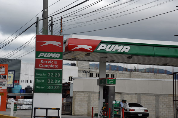 Gas station in Guatemala City - 32.29 Quetzales (around $4) a gallon