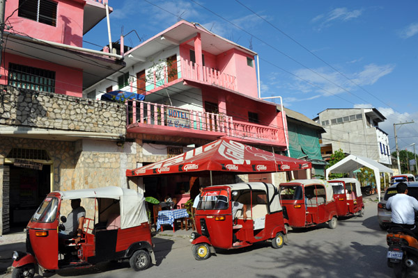 Tuk-tuks provide local transport in Flores and Santa Elena, Guatemala