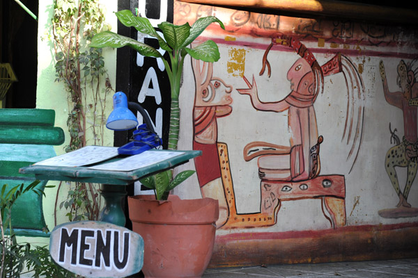Restaurant with nice mural, Flores
