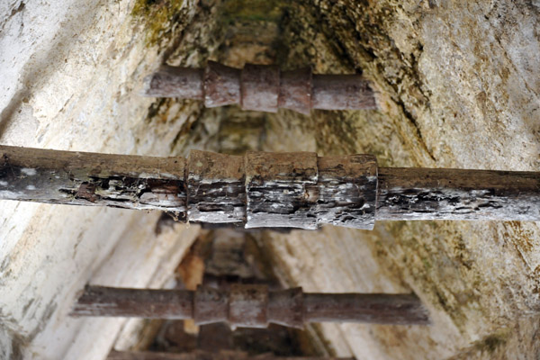 Wooden roof support beams with some design