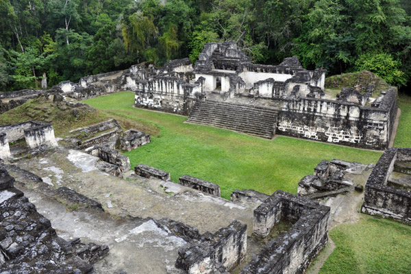Looking down on the plaza to the east of the Central Acropolis, Tikal