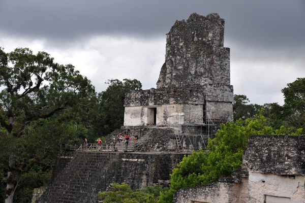 Tourists enjoying the view from the top of Temple II