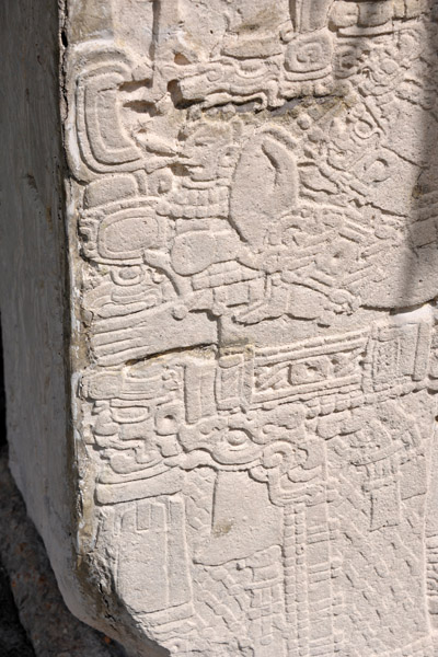 Weathered stela on the Grand Plaza of Tikal