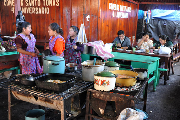 Little restaurants in the center of the plaza, Chichicastenango Market
