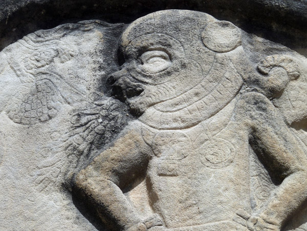 Detail of a stela in front of the MUNAE