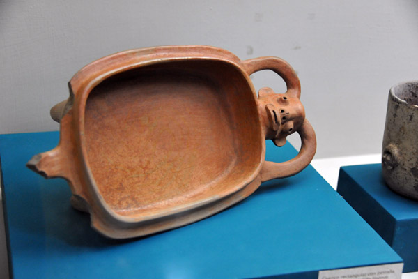 Rectangular tray with monkey-shaped handle, Kaminaljuyu, Preclassic Period, 2000 BC-250 AD