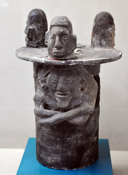 Incense burner with three heads, Kaminaljuyu, Late Preclassic Period, 250 BC-250 AD