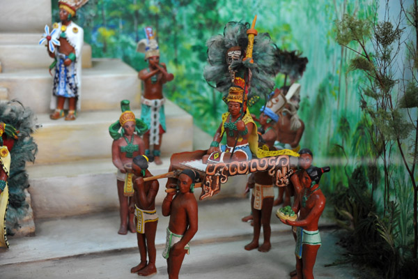 Diorama of Mayan Rituals - the Ruler being carried