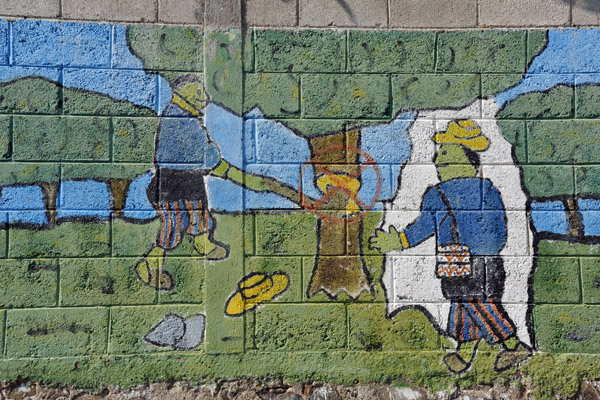 Conservation mural on the school wall, Santa Cruz La Laguna