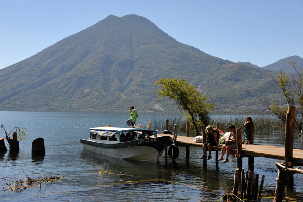 Public dock of San Marcos La Laguna with Volcán San Pedro