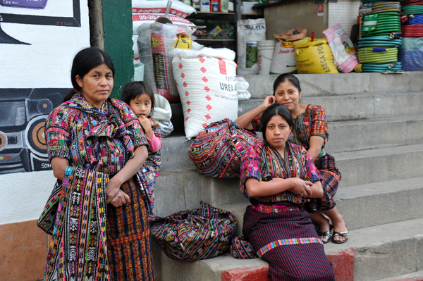Women wearing the traditional highland Maya clothing of Solola