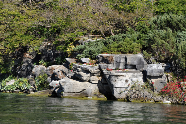 Stone garden along the lakeshore 