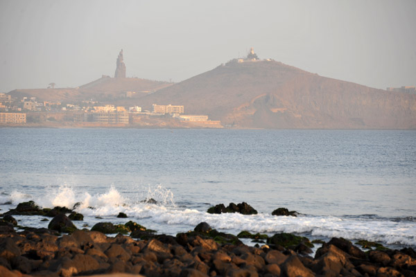View from Pointe des Almadies to the African Renaissance Monument and Mamelles Lighthouse 