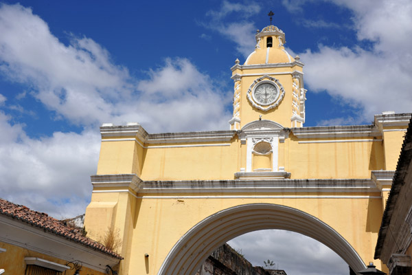 The clock was added to the Arch of Santa Catalina in teh 1830s