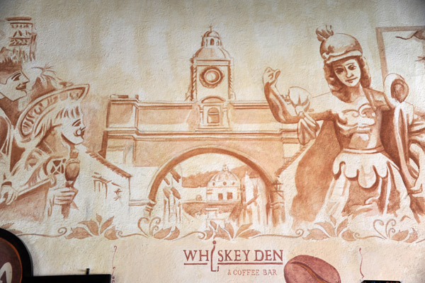 Mural depicting the Santa Catalina Arch at the Whiskey Den