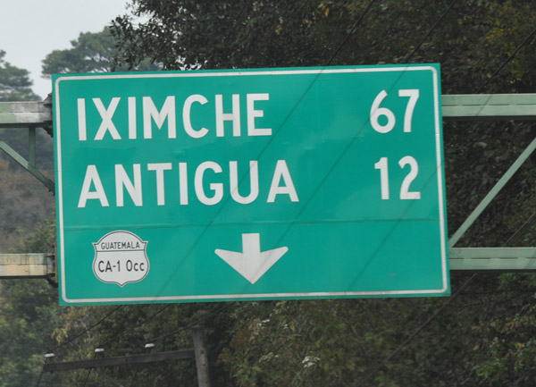 Antigua Guatemala is 12 km off the Panamericana