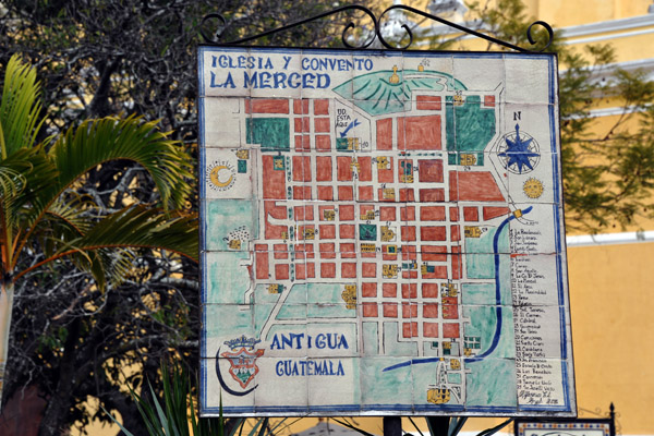 Map of the Spanish colonial city of Antigua Guatemala