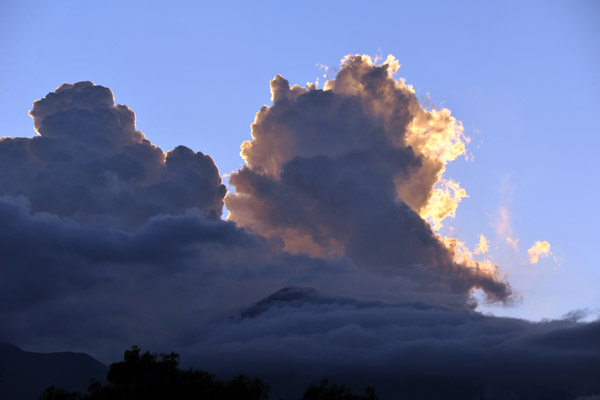 Big clouds over Antigua's volcanoes