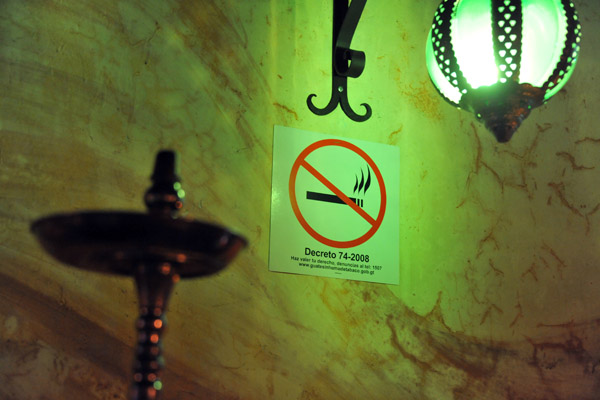 Note the No Smoking sign on the wall behind the narghile pipe
