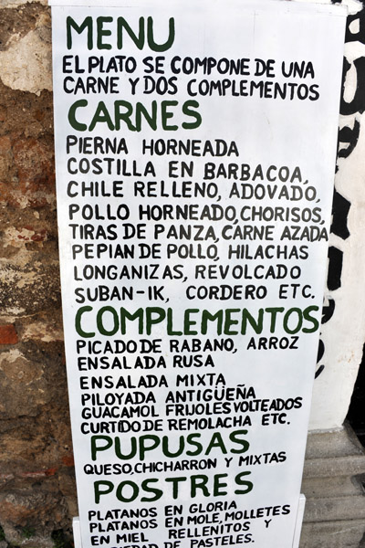 Menu of La Cuevita de los Urquiz