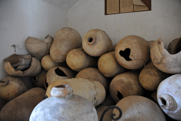 A room full of mostly broken jars at the Convent of Nuestra Seora de la Merced