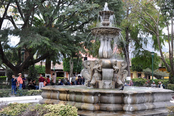 Fountain in the center of Antigua Guatemala's Parque Central