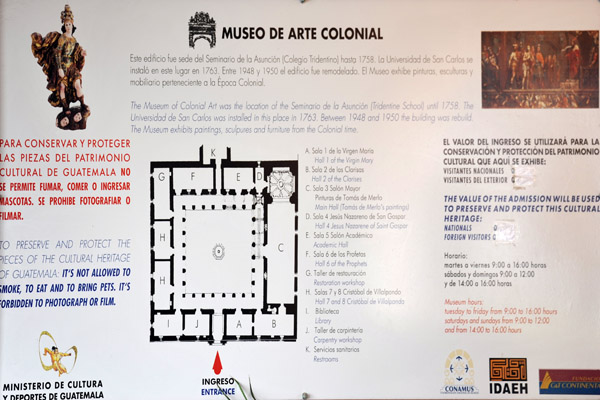 Plan of the Museo De Arte Colonial in the former Universidad de San Carlos