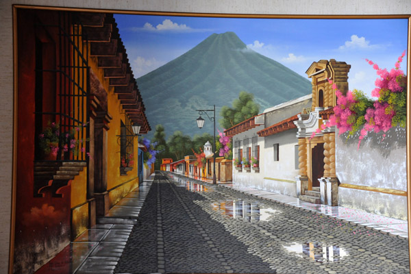Painting of Antigua Guatemala at the Casa Florencia