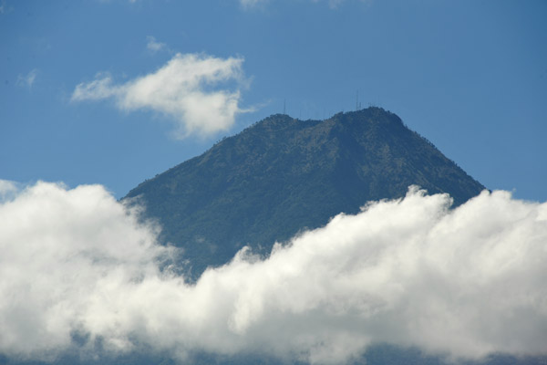 The summit of Volcán de Agua makes an appearance