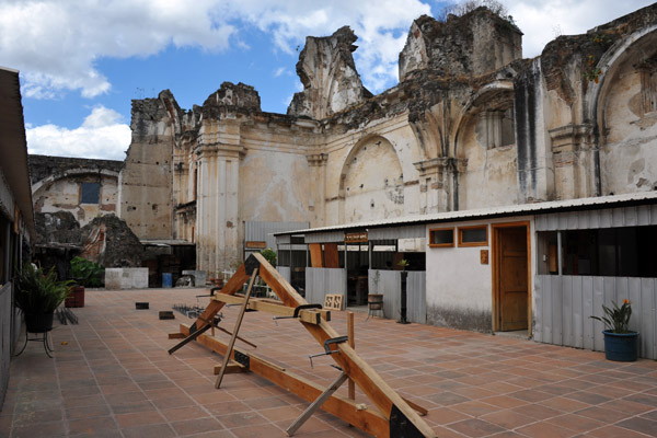 Carpentry workshops inside the ruins of the Jesuit Church, Antigua Guatemala