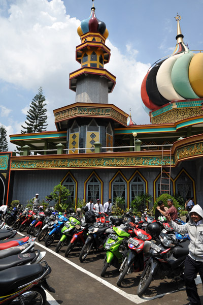 Motorbikes lined up during Friday prayers
