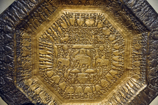 Brass Tray Depicting Kandy Perahara