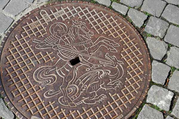 Manhole cover with St. George and the Dragon, Stein am Rhein