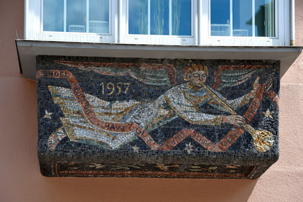 Mosaic angel dated 1957, Schaffhausen