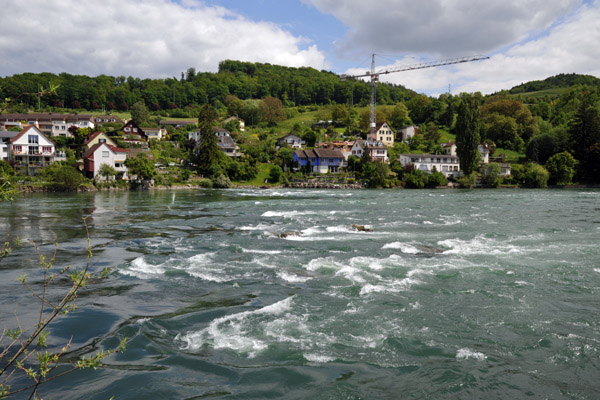Rapids on the Rhine downstream  from the Fluringersteg bridge