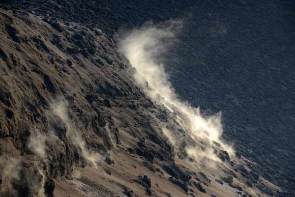 Steam vents inside the crater of Mount Yasur