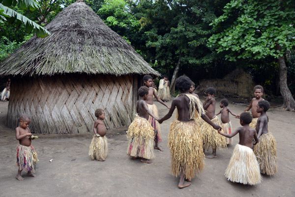 Girls of the Yakel tribe demonstrate one of their games