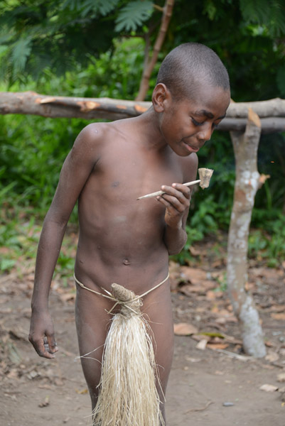 Yakel boy with a pipe, Tanna