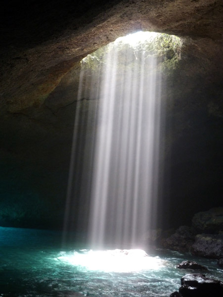 Sun rays entering the Blue Cave