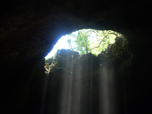 The hole at the top of the Blue Cave