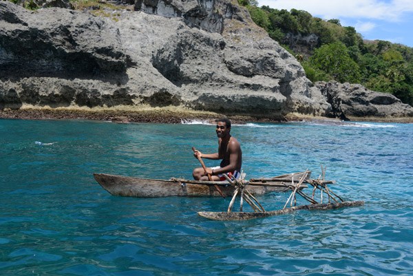 Vanuatu outrigger canoe at the Blue Cave