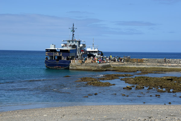 The wharf at Lenakel with an interisland boat unloading supplies
