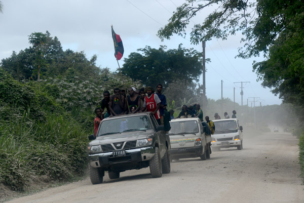 Political rally passing through Lenakel