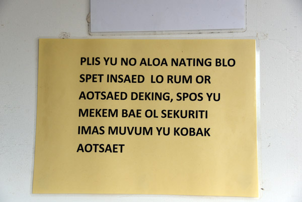 Notice in Pidgin English (Bislama), Vanuatu